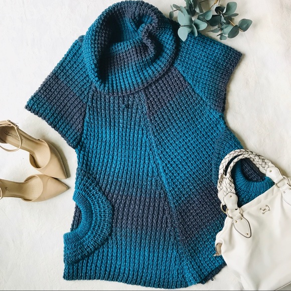 ORANGE FASHION VILLAGE Cowl Neck crocheted Poncho - Picture 1 of 8